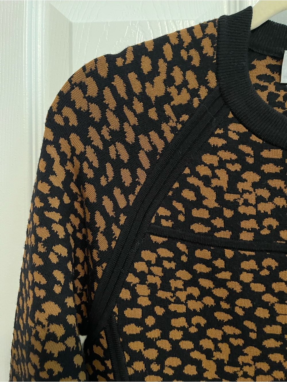 A.L.C. Leopard Print Knit Fit & Flare Mini Dress Black Brown Size Large - Picture 7 of 11